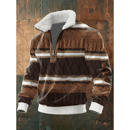 Asger | Fleeceforet Mønstret Troyer med Høj Krave - StilfulltMen's sweatersHøjhalset sweater EstlandSAsger | Fleeceforet Mønstret Troyer med Høj Krave