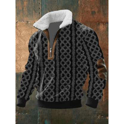 Asger | Fleeceforet Mønstret Troyer med Høj Krave - StilfulltMen's sweatersHøjhalset sweater LitauenSAsger | Fleeceforet Mønstret Troyer med Høj Krave