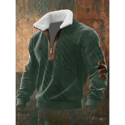 Asger | Fleeceforet Mønstret Troyer med Høj Krave - StilfulltMen's sweatersHøjhalset sweater MongolietSAsger | Fleeceforet Mønstret Troyer med Høj Krave