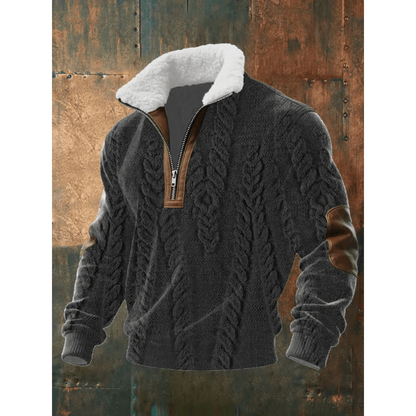 Asger | Fleeceforet Mønstret Troyer med Høj Krave - StilfulltMen's sweatersHøjhalset sweater NorgeSAsger | Fleeceforet Mønstret Troyer med Høj Krave