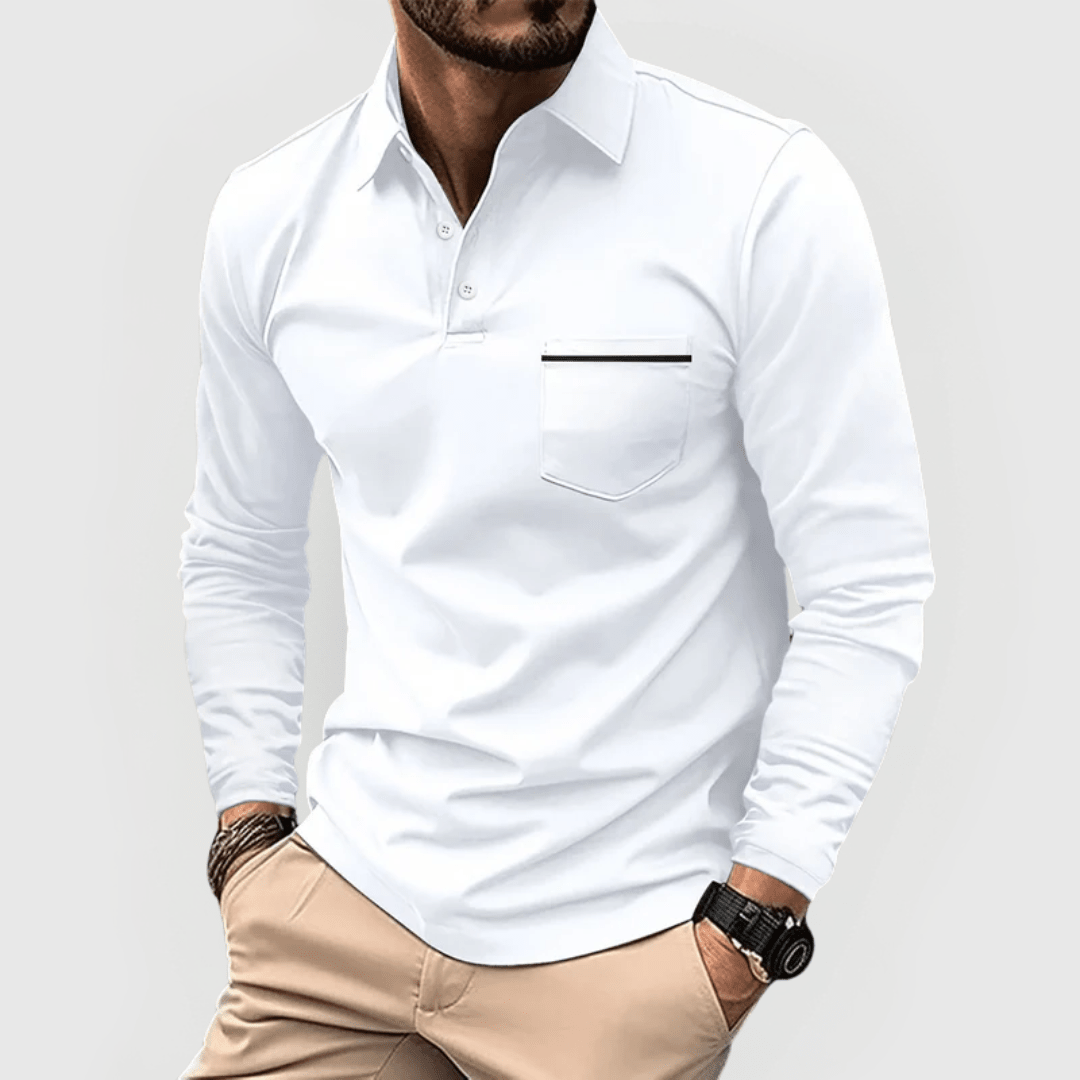 Auden | Polo de Manga Larga con Bolsillo - StilfulltMen's sweatersBlancoSAuden | Polo de Manga Larga con Bolsillo