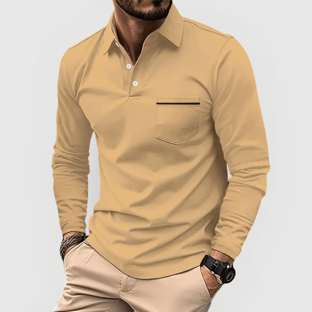 Auden | Polo de Manga Larga con Bolsillo - StilfulltMen's sweatersCaquiSAuden | Polo de Manga Larga con Bolsillo
