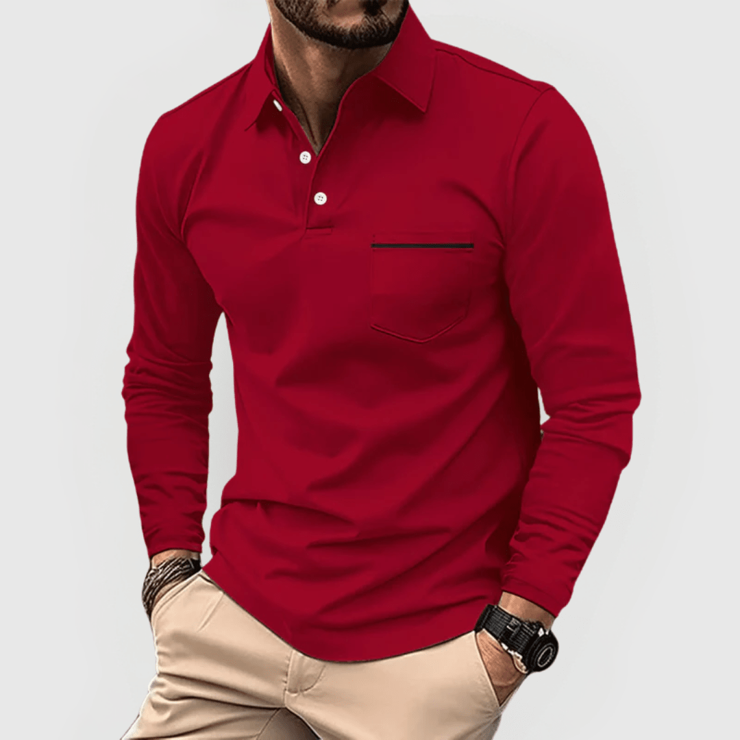 Auden | Polo de Manga Larga con Bolsillo - StilfulltMen's sweatersRojoSAuden | Polo de Manga Larga con Bolsillo