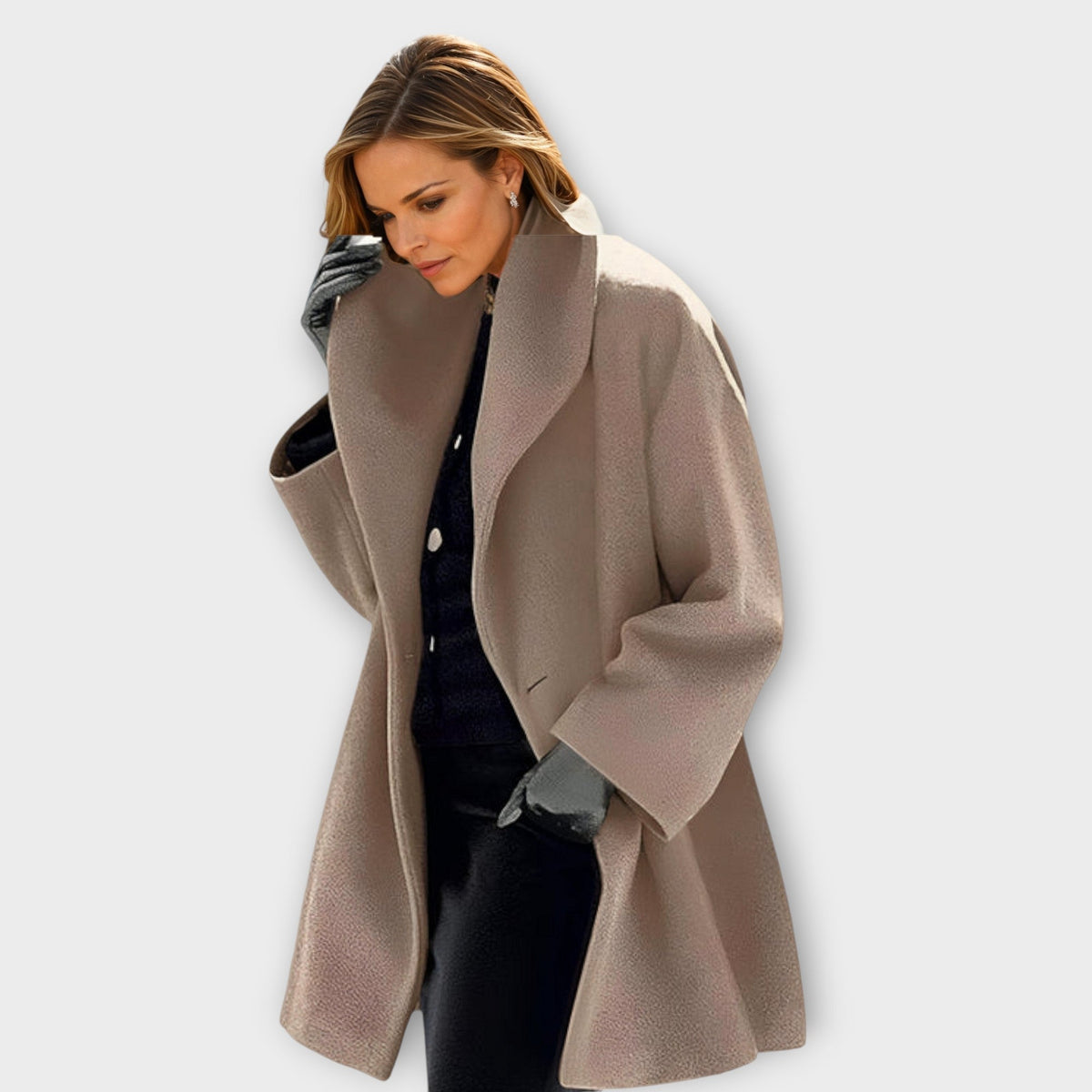 Aurelie | Abrigo Oversize de Cuello Chal - StilfulltWomen's jacketsSKU_1783522356203_709CaquiSAurelie | Abrigo Oversize de Cuello Chal