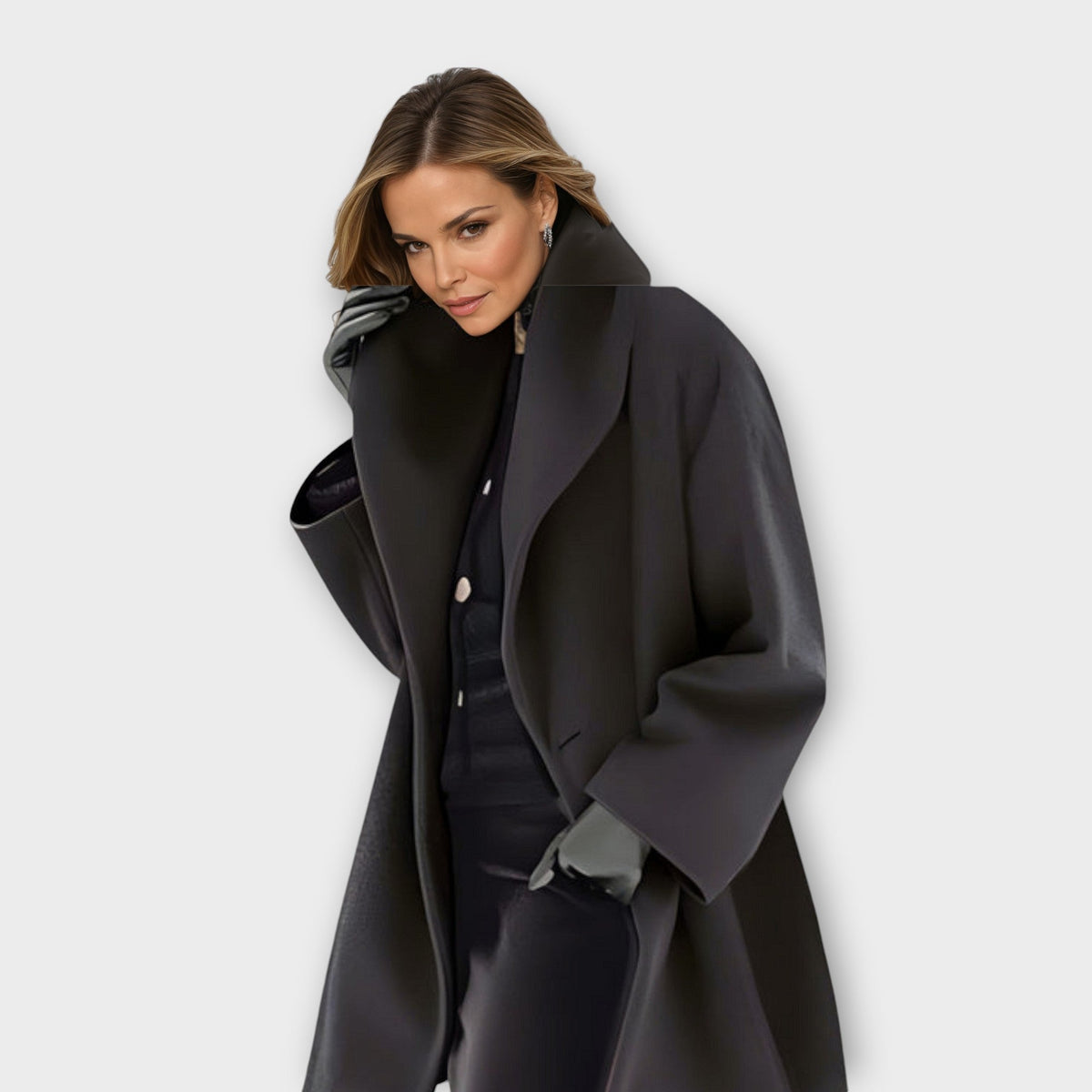 Aurelie | Abrigo Oversize de Cuello Chal - StilfulltWomen's jacketsSKU_1783522356203_793NegroSAurelie | Abrigo Oversize de Cuello Chal