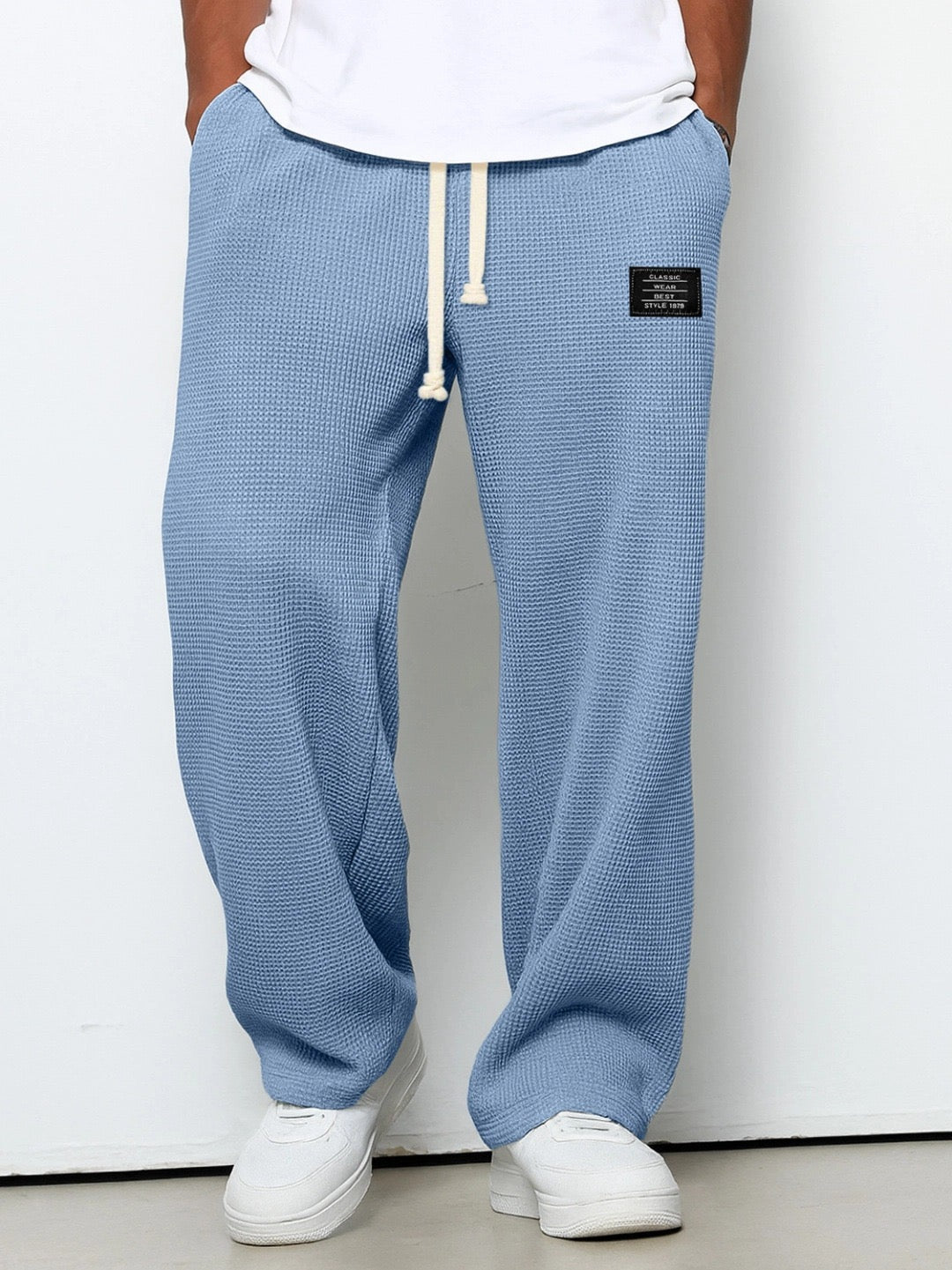Baltasar | Pantalón Holgado de Tejido Gofrado con Cordón - StilfulltMen's pantsAzul claroSBaltasar | Pantalón Holgado de Tejido Gofrado con Cordón