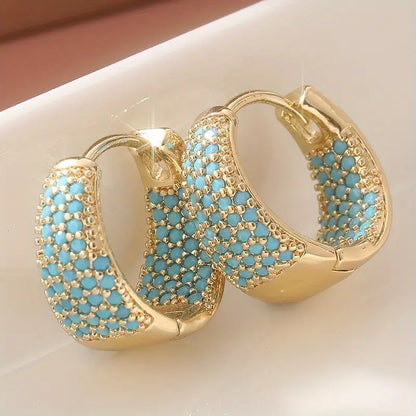 Calista | Pendientes de Aro Anchos con Piedras Turquesa
