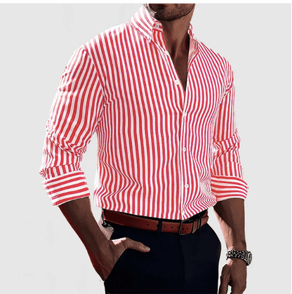 Beckett | Camisa de Rayas de Algodón para Hombre - StilfulltMen's blousesDMED3-CK076016RojoSBeckett | Camisa de Rayas de Algodón para Hombre