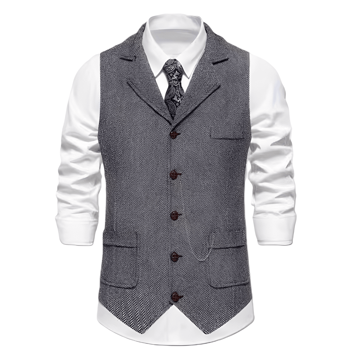 Beckett | Chaleco de Hombre de Espiga con Solapa - StilfulltMen's vestsVIVA415208MODAGrisSBeckett | Chaleco de Hombre de Espiga con Solapa