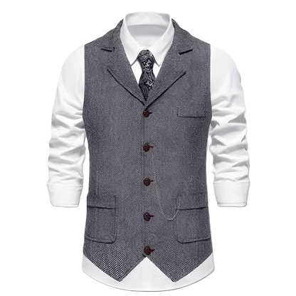 Beckett | Chaleco de Hombre de Espiga con Solapa - StilfulltMen's vestsVIVA415208MODAGrisSBeckett | Chaleco de Hombre de Espiga con Solapa