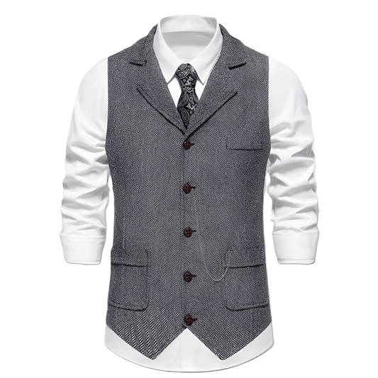 Beckett | Chaleco de Hombre de Espiga con Solapa - StilfulltMen's vestsVIVA415208MODAGrisSBeckett | Chaleco de Hombre de Espiga con Solapa