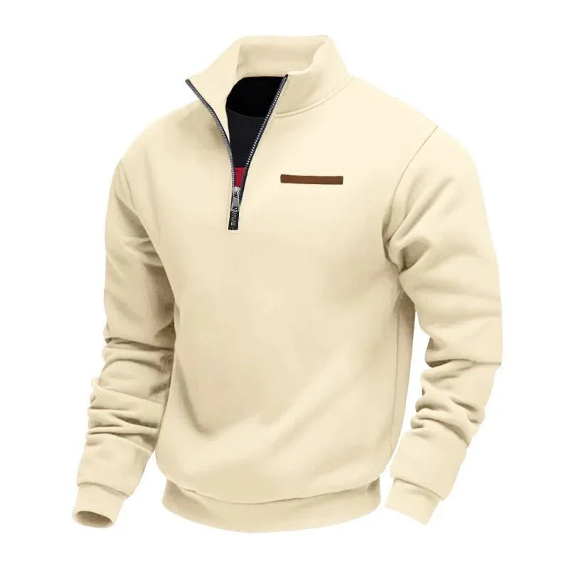 Bjarke | Blød Foret Half-zip Sweatshirt med Høj Krave - StilfulltMen's sweatersDMED4-NN658007BeigeSBjarke | Blød Foret Half-zip Sweatshirt med Høj Krave