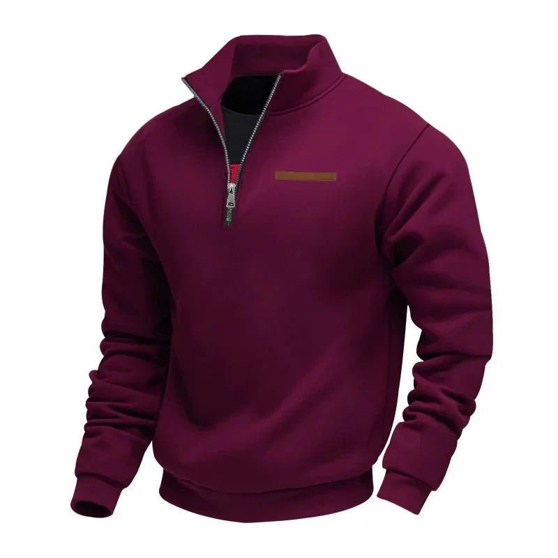 Bjarke | Blød Foret Half-zip Sweatshirt med Høj Krave - StilfulltMen's sweatersDMED4-NN658031BordeauxSBjarke | Blød Foret Half-zip Sweatshirt med Høj Krave