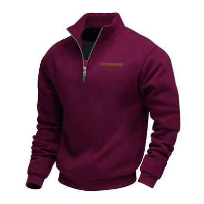 Bjarke | Blød Foret Half-zip Sweatshirt med Høj Krave - StilfulltMen's sweatersDMED4-NN658031BordeauxSBjarke | Blød Foret Half-zip Sweatshirt med Høj Krave