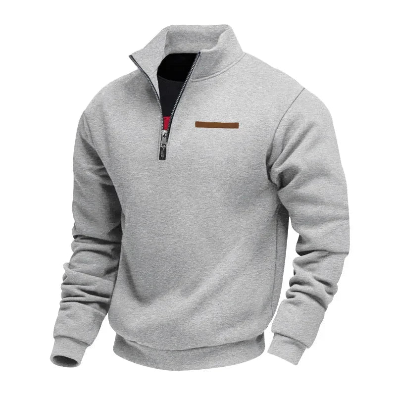 Bjarke | Blød Foret Half-zip Sweatshirt med Høj Krave - StilfulltMen's sweatersDMED4-NN658013GråSBjarke | Blød Foret Half-zip Sweatshirt med Høj Krave