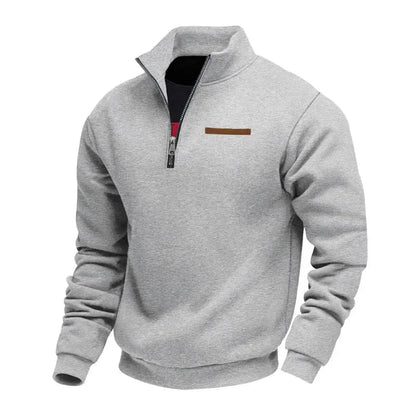 Bjarke | Blød Foret Half-zip Sweatshirt med Høj Krave - StilfulltMen's sweatersDMED4-NN658013GråSBjarke | Blød Foret Half-zip Sweatshirt med Høj Krave