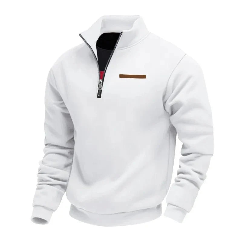 Bjarke | Blød Foret Half-zip Sweatshirt med Høj Krave - StilfulltMen's sweatersDMED4-NN658025HvidSBjarke | Blød Foret Half-zip Sweatshirt med Høj Krave