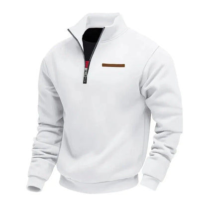 Bjarke | Blød Foret Half-zip Sweatshirt med Høj Krave - StilfulltMen's sweatersDMED4-NN658025HvidSBjarke | Blød Foret Half-zip Sweatshirt med Høj Krave