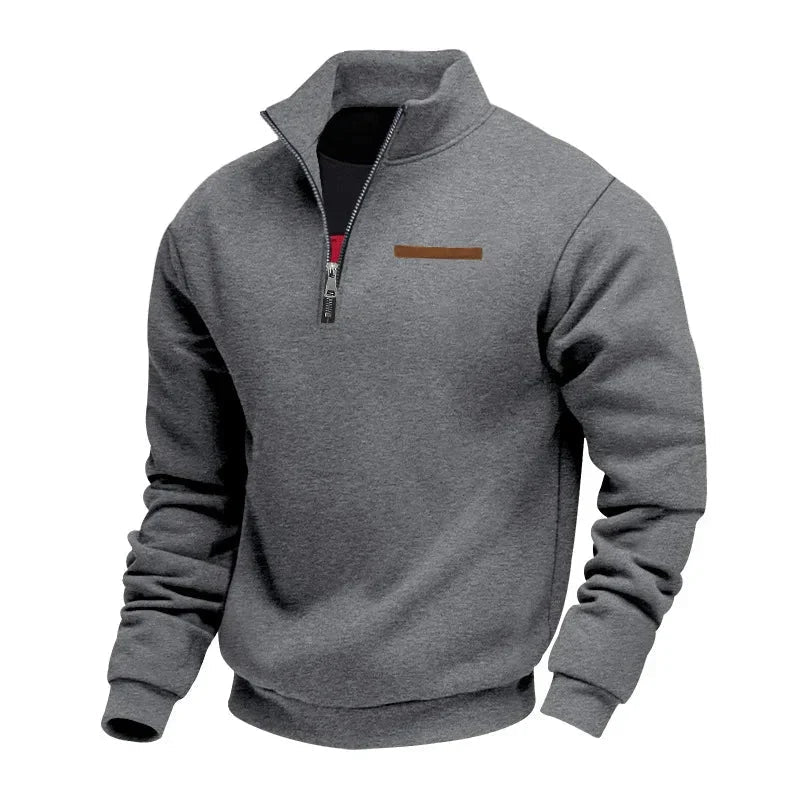 Bjarke | Blød Foret Half-zip Sweatshirt med Høj Krave - StilfulltMen's sweatersDMED4-NN658019MørkegråSBjarke | Blød Foret Half-zip Sweatshirt med Høj Krave