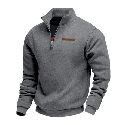 Bjarke | Blød Foret Half-zip Sweatshirt med Høj Krave - StilfulltMen's sweatersDMED4-NN658019MørkegråSBjarke | Blød Foret Half-zip Sweatshirt med Høj Krave