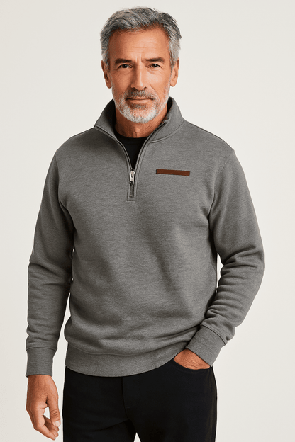 Bjarke | Blød Foret Half-zip Sweatshirt med Høj Krave - StilfulltMen's sweatersDMED4-NN658019MørkegråSBjarke | Blød Foret Half-zip Sweatshirt med Høj Krave