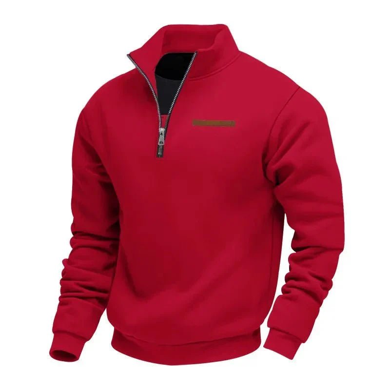 Bjarke | Blød Foret Half-zip Sweatshirt med Høj Krave - StilfulltMen's sweatersDMED4-NN658001RødSBjarke | Blød Foret Half-zip Sweatshirt med Høj Krave