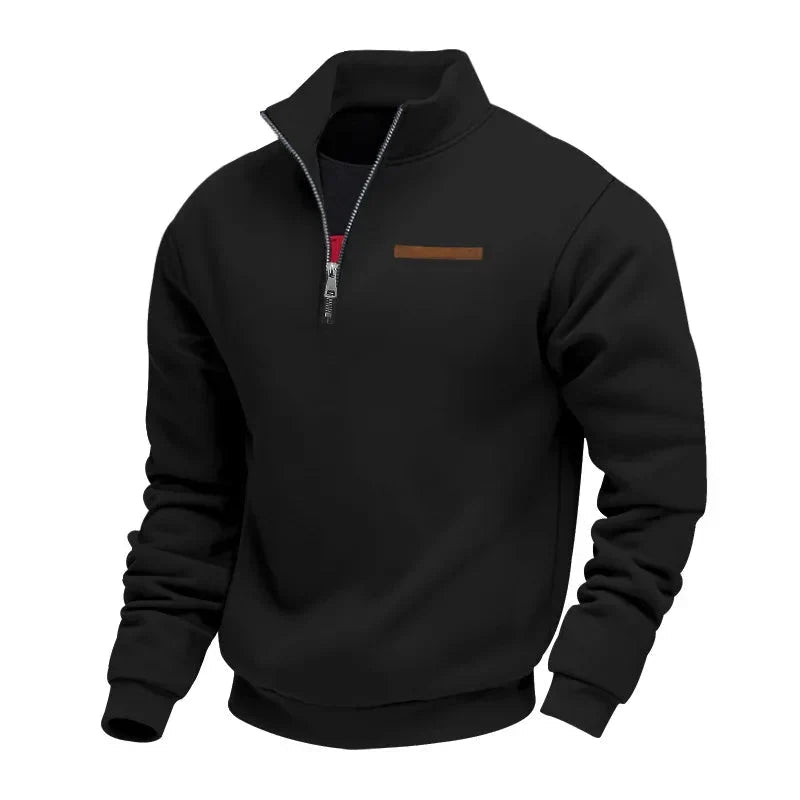 Bjarke | Blød Foret Half-zip Sweatshirt med Høj Krave - StilfulltMen's sweatersDMED4-NN658043SortSBjarke | Blød Foret Half-zip Sweatshirt med Høj Krave