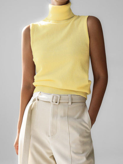 Blair | Top de Punto Sin Mangas con Cuello Alto - StilfulltWomen's sweatersAmarilloSBlair | Top de Punto Sin Mangas con Cuello Alto