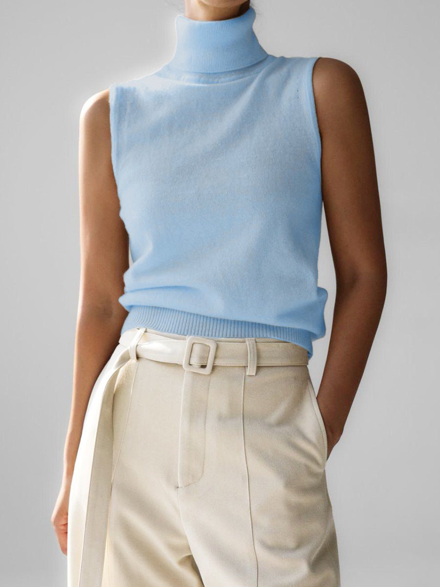 Blair | Top de Punto Sin Mangas con Cuello Alto - StilfulltWomen's sweatersAzulSBlair | Top de Punto Sin Mangas con Cuello Alto