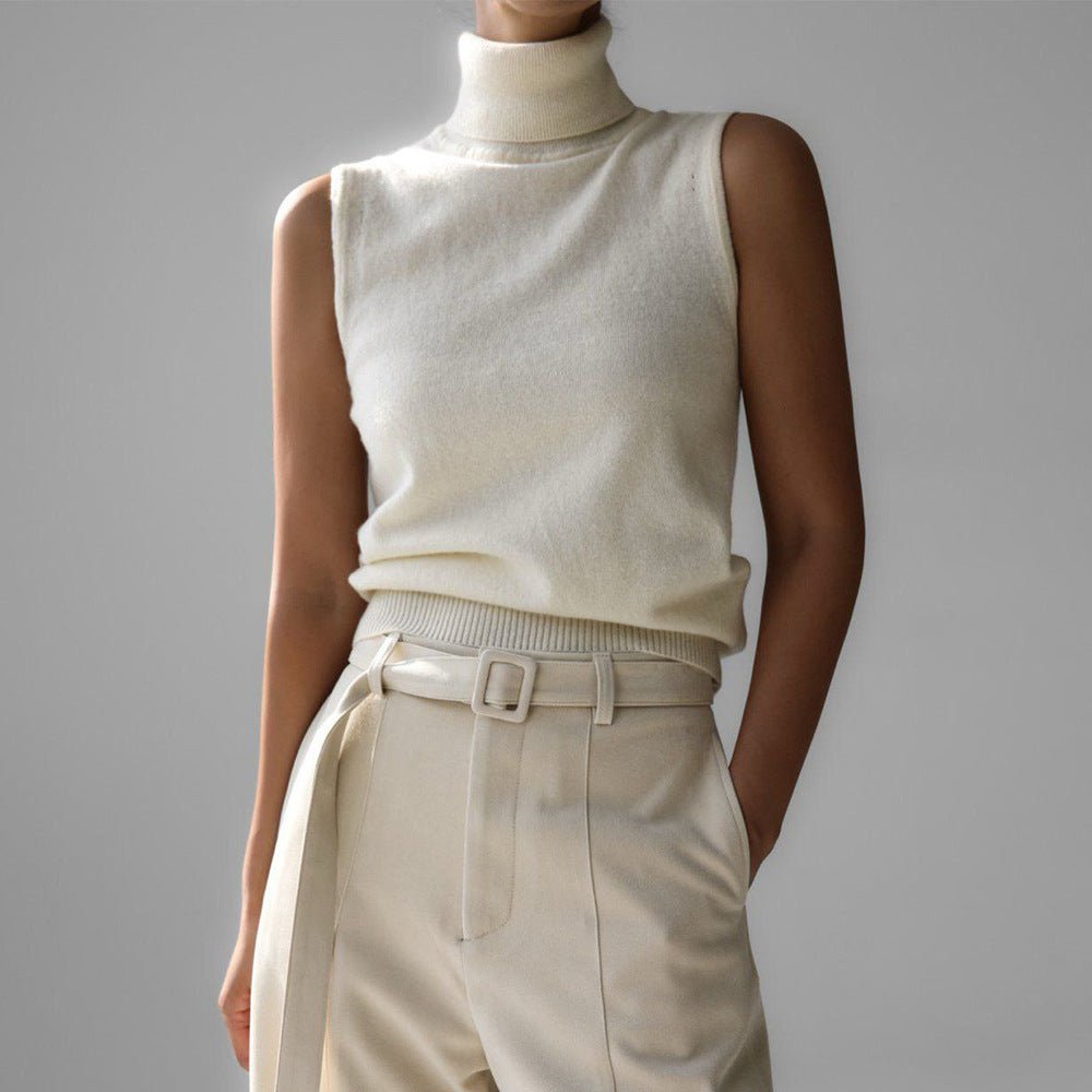 Blair | Top de Punto Sin Mangas con Cuello Alto - StilfulltWomen's sweatersBlancoSBlair | Top de Punto Sin Mangas con Cuello Alto