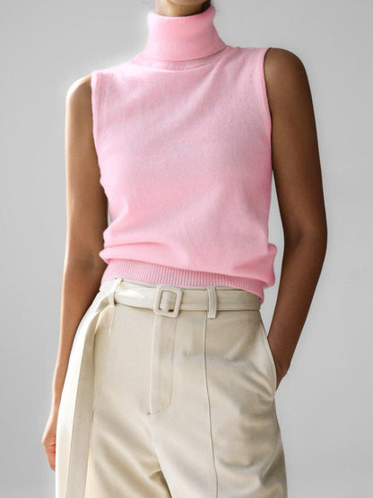 Blair | Top de Punto Sin Mangas con Cuello Alto - StilfulltWomen's sweatersMarrónSBlair | Top de Punto Sin Mangas con Cuello Alto
