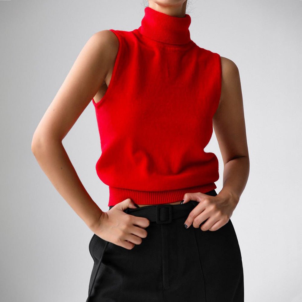 Blair | Top de Punto Sin Mangas con Cuello Alto - StilfulltWomen's sweatersRojoSBlair | Top de Punto Sin Mangas con Cuello Alto