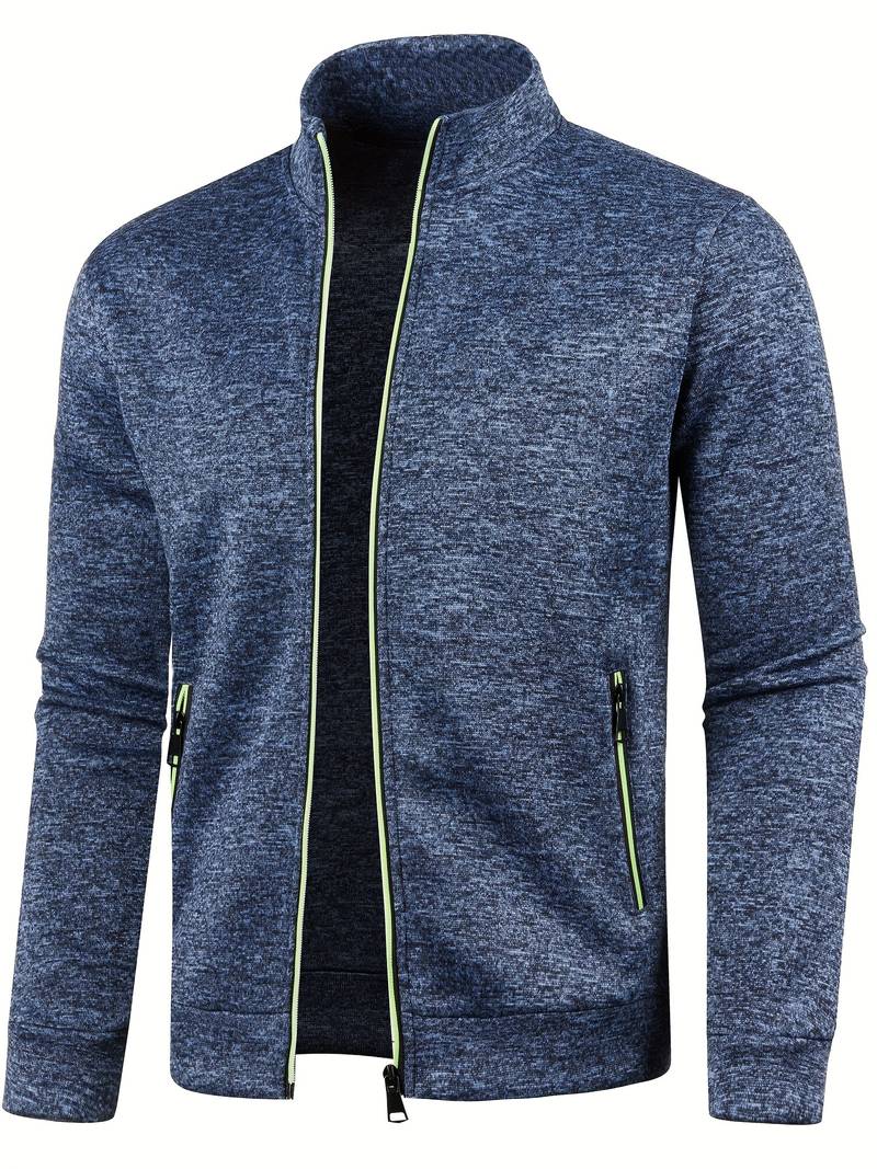 Brezal | Chaqueta de Punto Jaspeado con Cremallera - StilfulltMen's vestsWCYQYA55MarineblauwSBrezal | Chaqueta de Punto Jaspeado con Cremallera