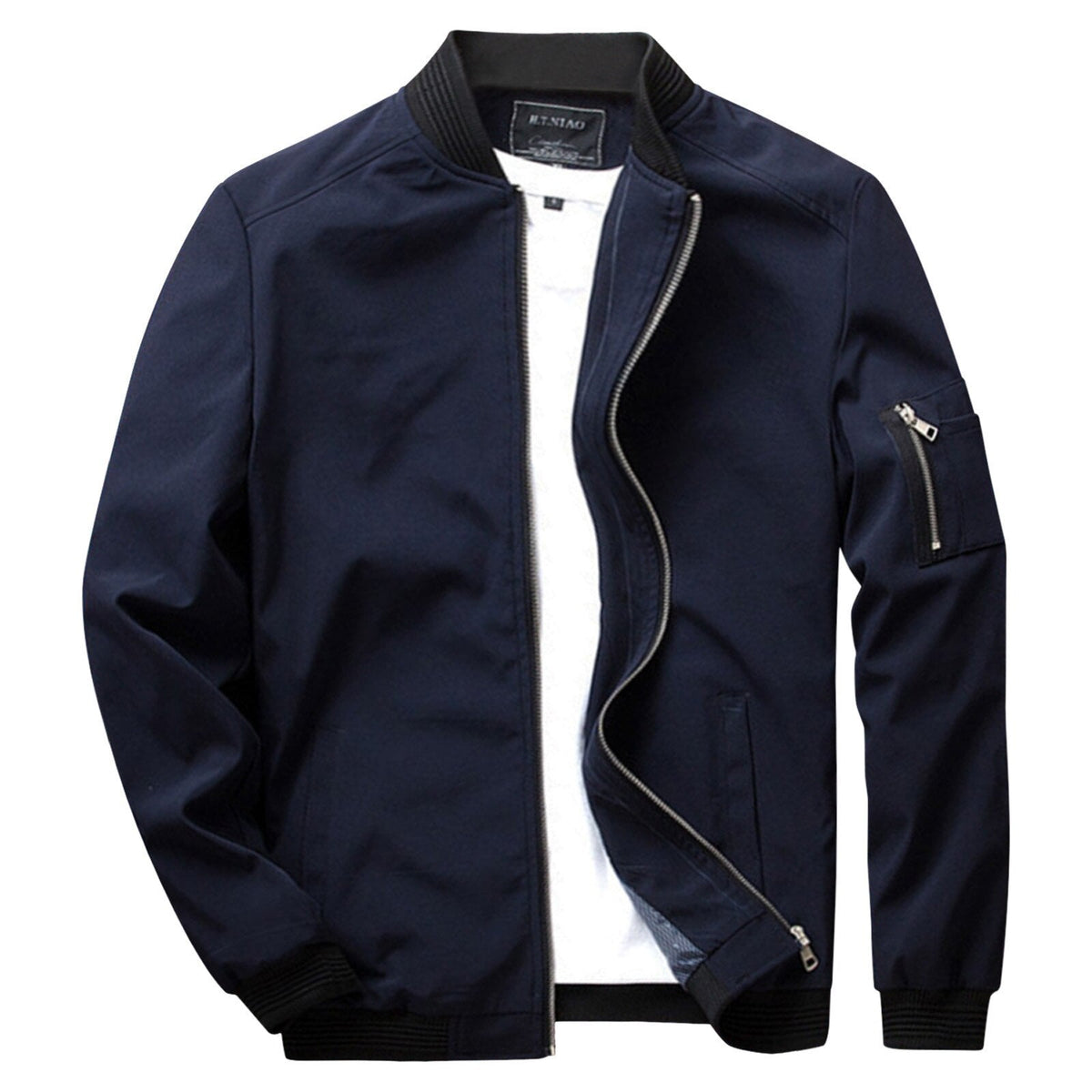 Brooks | Chaqueta Bomber de Hombre con Bolsillo en la Manga - StilfulltMen's jacketsEXIPWO9RAzul oscuroMBrooks | Chaqueta Bomber de Hombre con Bolsillo en la Manga