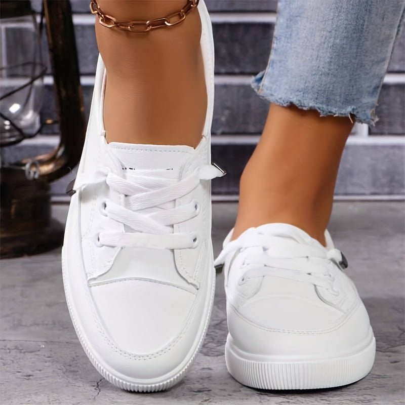Bryony lace-up leather-look trainers in white