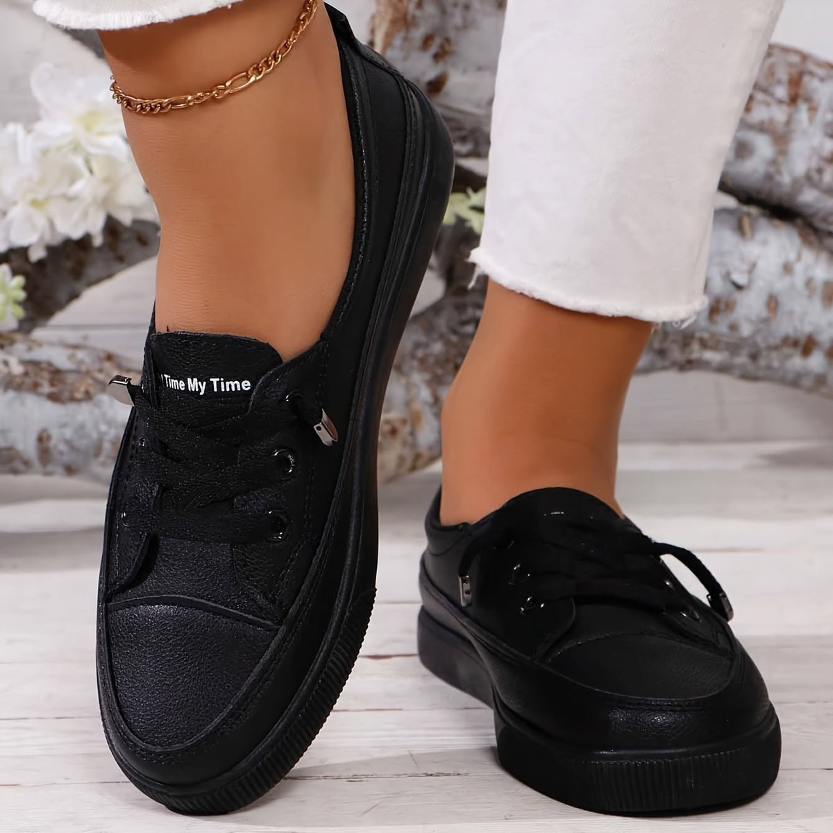 Bryony lace-up leather-look trainers, alternative view