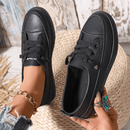 Bryony lace-up leather-look trainers, alternative view