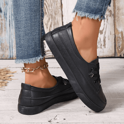 Bryony lace-up leather-look trainers, alternative view