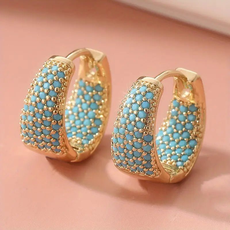 Calista | Pendientes de Aro Anchos con Piedras Turquesa - StilfulltWomen's jewelryCalista | Pendientes de Aro Anchos con Piedras Turquesa