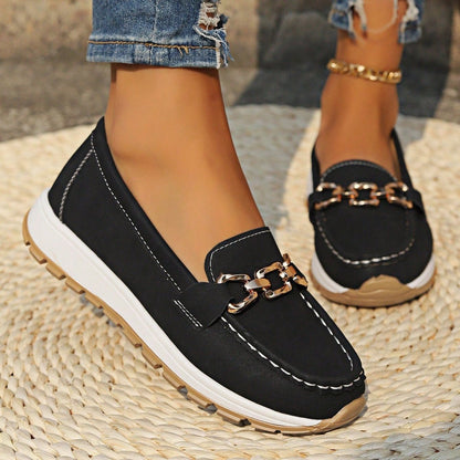 Callahan | Mocasines con Cadena Dorada y Suela Track - StilfulltWomen's shoesNegro35Callahan | Mocasines con Cadena Dorada y Suela Track