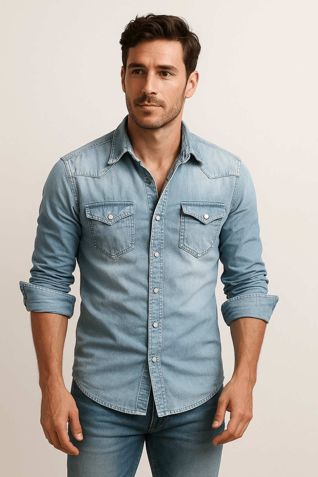 Callum men's slim-fit denim shirt, alternative view