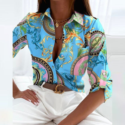 Camden | Camisa con Cuello Clásico y Estampado Gráfico - StilfulltWomen's blousesAzul claroSCamden | Camisa con Cuello Clásico y Estampado Gráfico