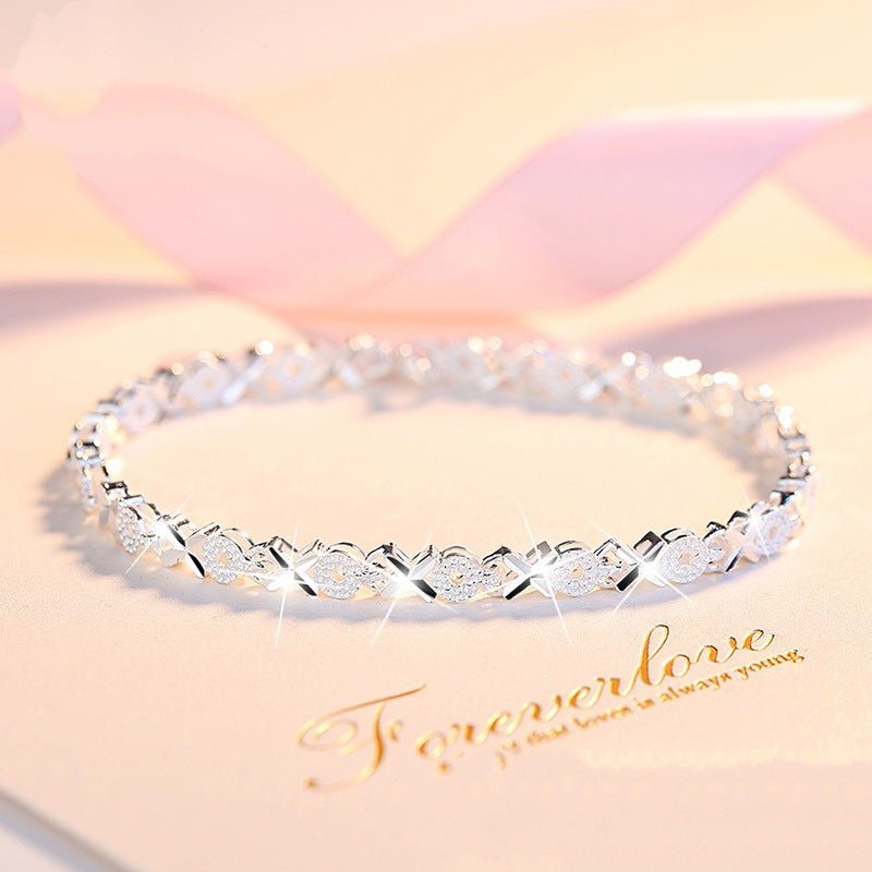 Camilla sterling silver heart bracelet with cubic zirconia, alternative view