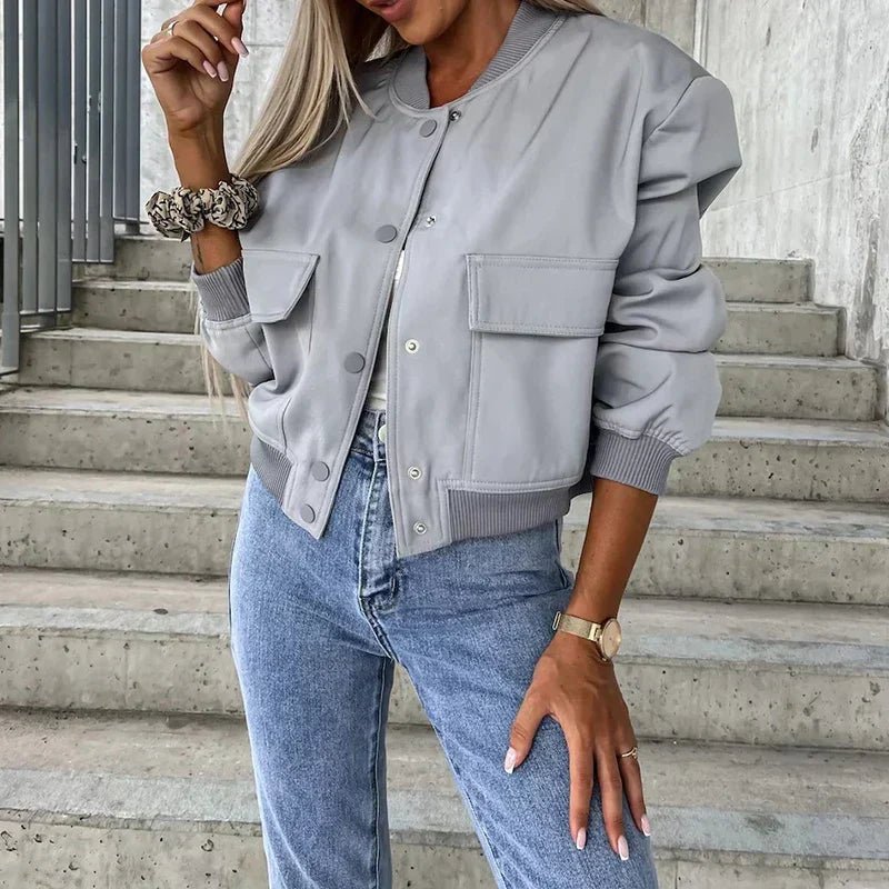 Carlota | Chaqueta Bomber Corta de Otoño - StilfulltWomen's jacketsMC2USYQDGrisSCarlota | Chaqueta Bomber Corta de Otoño