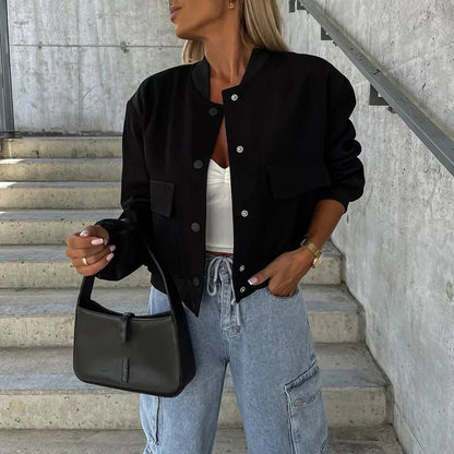 Carlota | Chaqueta Bomber Corta de Otoño - StilfulltWomen's jacketsQ5MUQDM3NegroSCarlota | Chaqueta Bomber Corta de Otoño