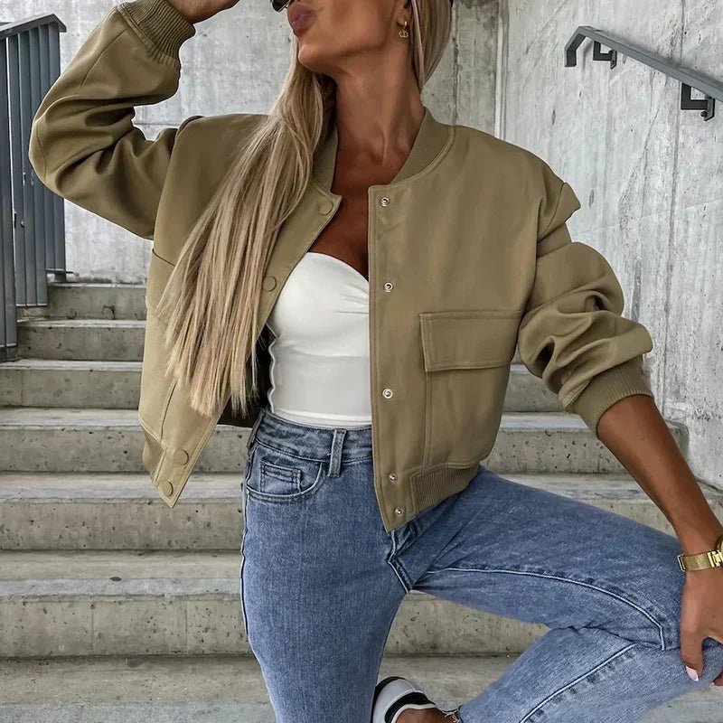 Carlota | Chaqueta Bomber Corta de Otoño - StilfulltWomen's jacketsNV43RXUAOlivaSCarlota | Chaqueta Bomber Corta de Otoño