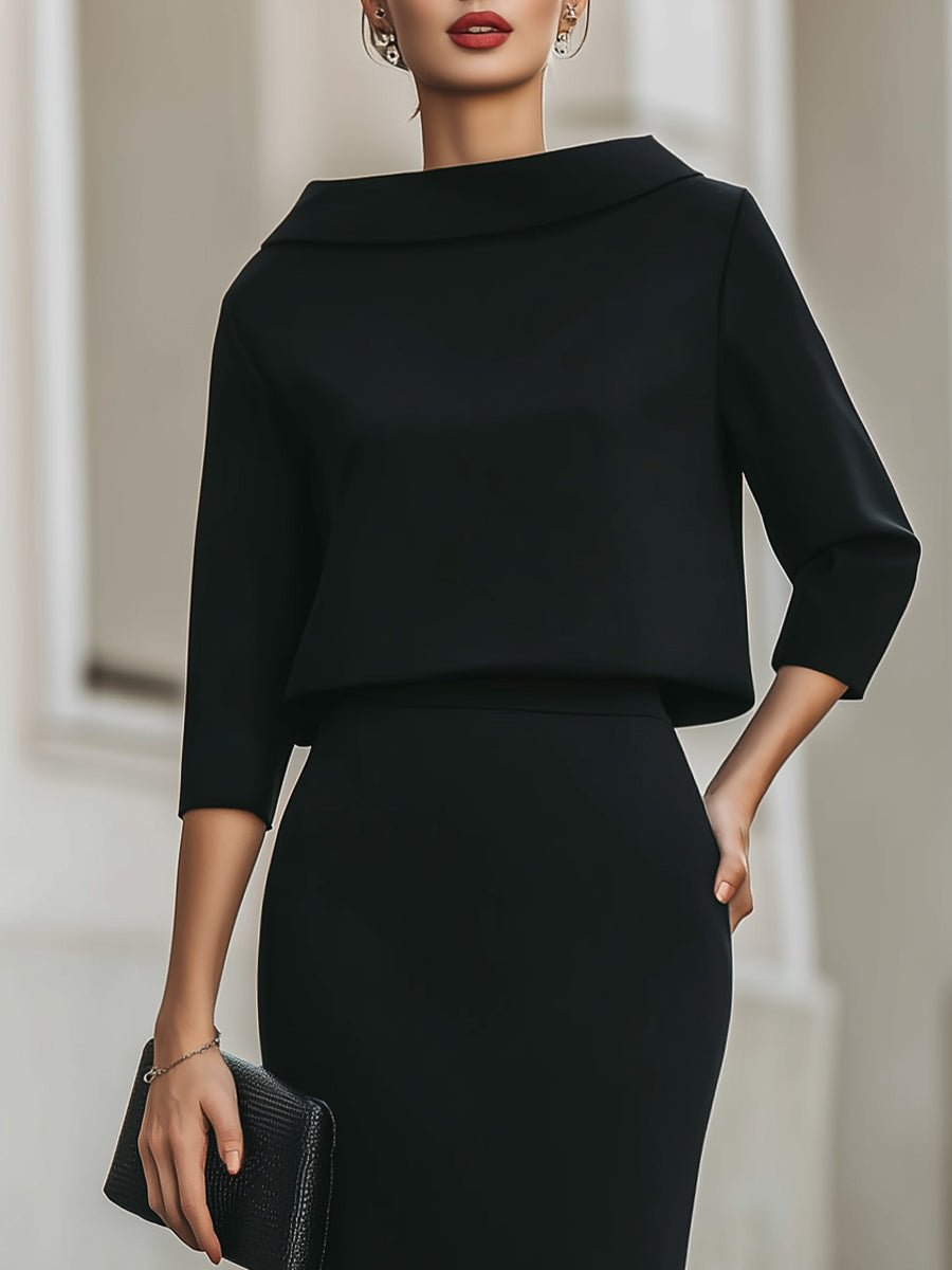 Carys boat neck top and pencil midi skirt set