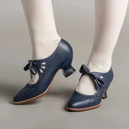 Cecilia retro lace-up mid-heel court shoes in blue
