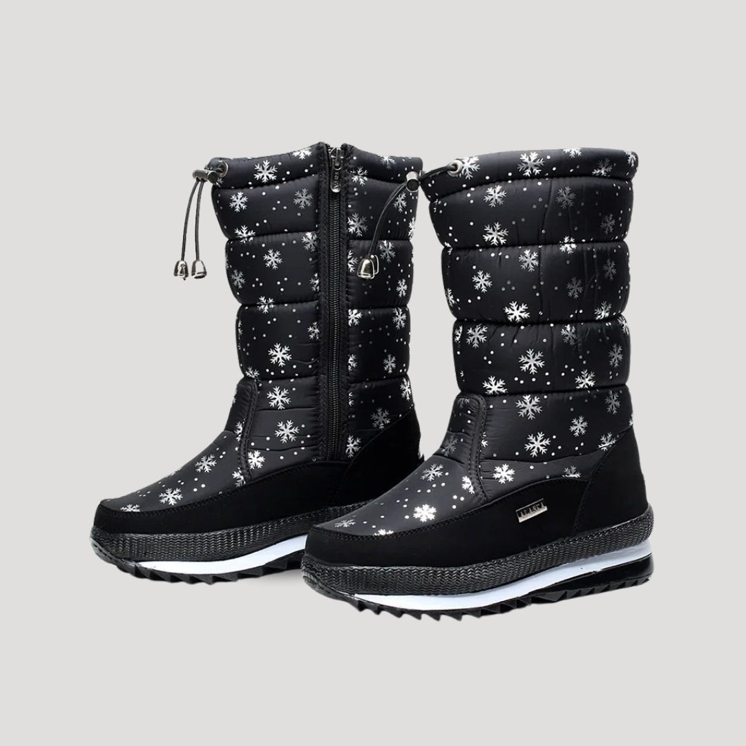 Cecilie | Varme Quiltede Snestøvler med Lynlås - StilfulltWomen's shoesSort med mønster36Cecilie | Varme Quiltede Snestøvler med Lynlås