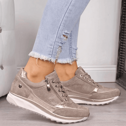 Celeste | Zapatillas Casual Metalizadas con Cremallera Lateral - StilfulltWomen's shoesDAMESORTHO-KHAKI-2W47Caqui35Celeste | Zapatillas Casual Metalizadas con Cremallera Lateral